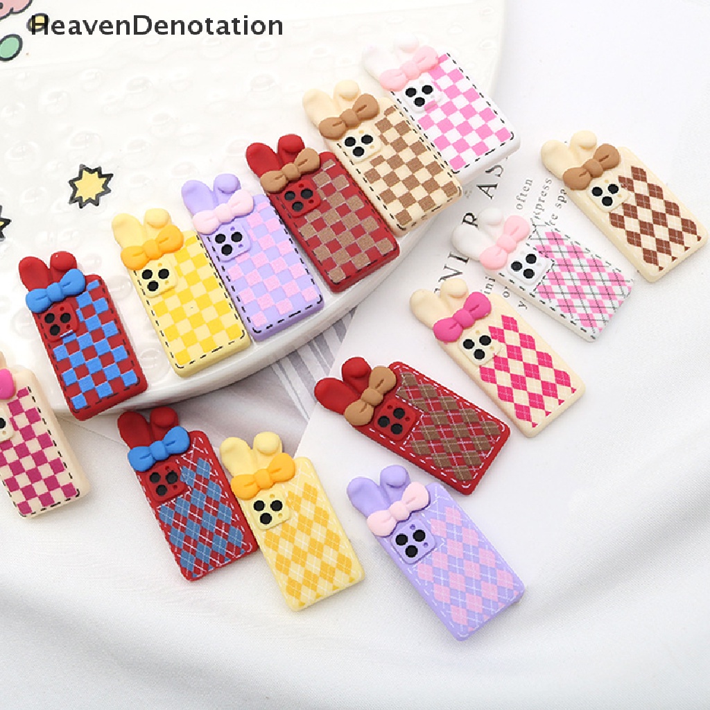 [HeavenDenotation] 1pc Ornamen Rumah Boneka mini Kartun Telinga Kelinci Lucu model Handphone HDV