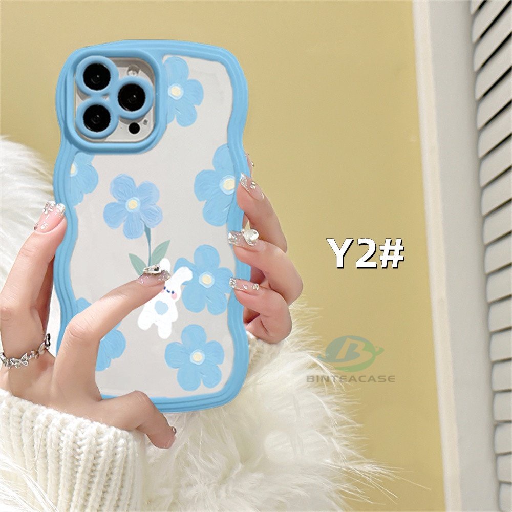 Samsung A13 A03 A03S A02S A12 M12 A20 A30 A50 A50S A30S A51 A11 M11 Ilustrasi Bunga Kelinci Paus Tepi Melengkung TPU Phone Case Binteacase