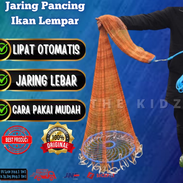 Mancing Jaring Ikan Lempar Siap Pakai Lipat Otomatis Jala Ikan Kecil Udang