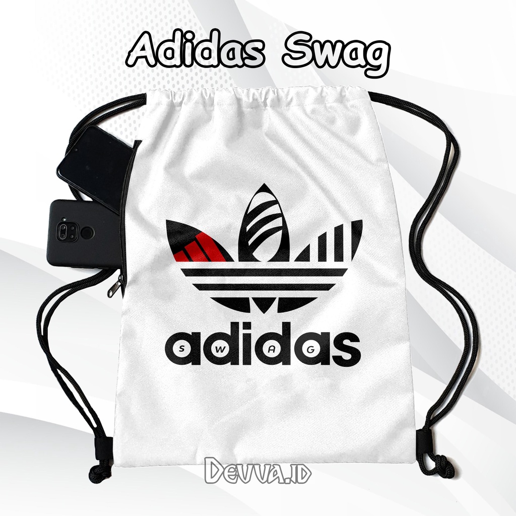 Tas Serut Anti Air String Bag Full Print Pria Dan Wanita Motif Adidas Swag Tas Sekolah Tas Olahraga