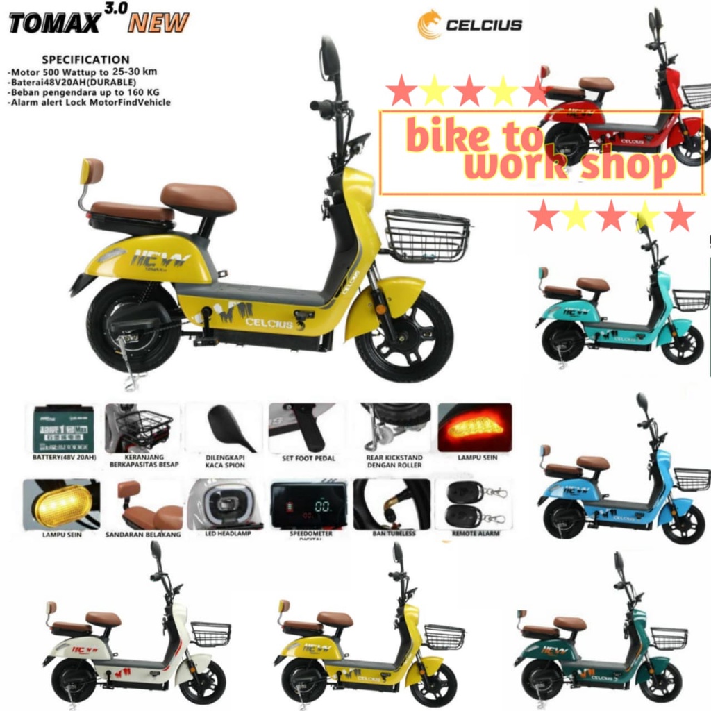 SEPEDA LISTRIK CELCIUS TOMAX 1.0 2.0 3.0 E BIKE ELECTRIC 48V 500W NEW