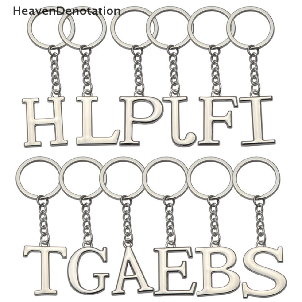 [HeavenDenotation] Liontin Alfabet Kreatif Fashion 26huruf Alphabet Initial Keyring 26huruf Besar Inggris Gantungan Kunci Logam Nama Keluarga Inisial Couple Liontin Pria Dan Wanita '