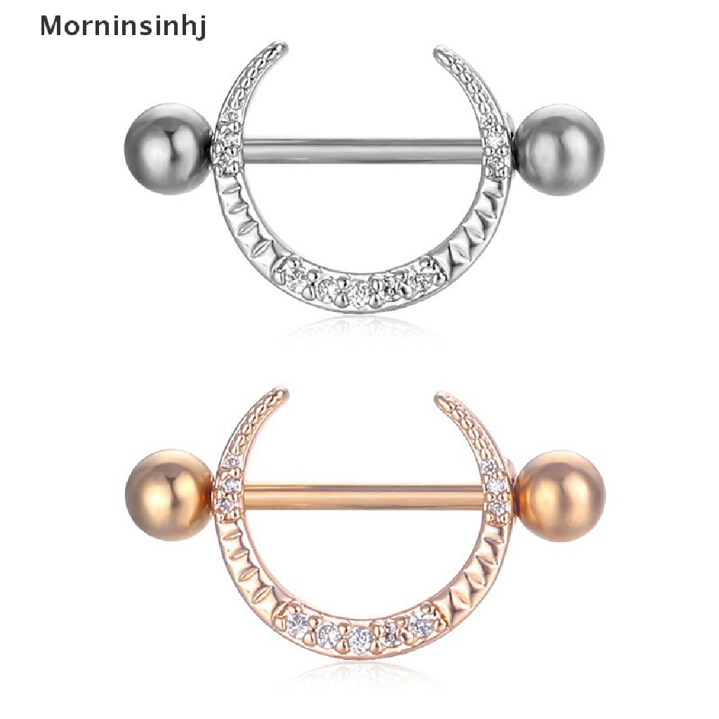 Mornin Cincin Puting Seksi Stainless Steel Zirkon Bulan Baru Berbentuk U Nipple Ring Barbel Nipple Studs Tubuh Seksi Nipple Jewelry id