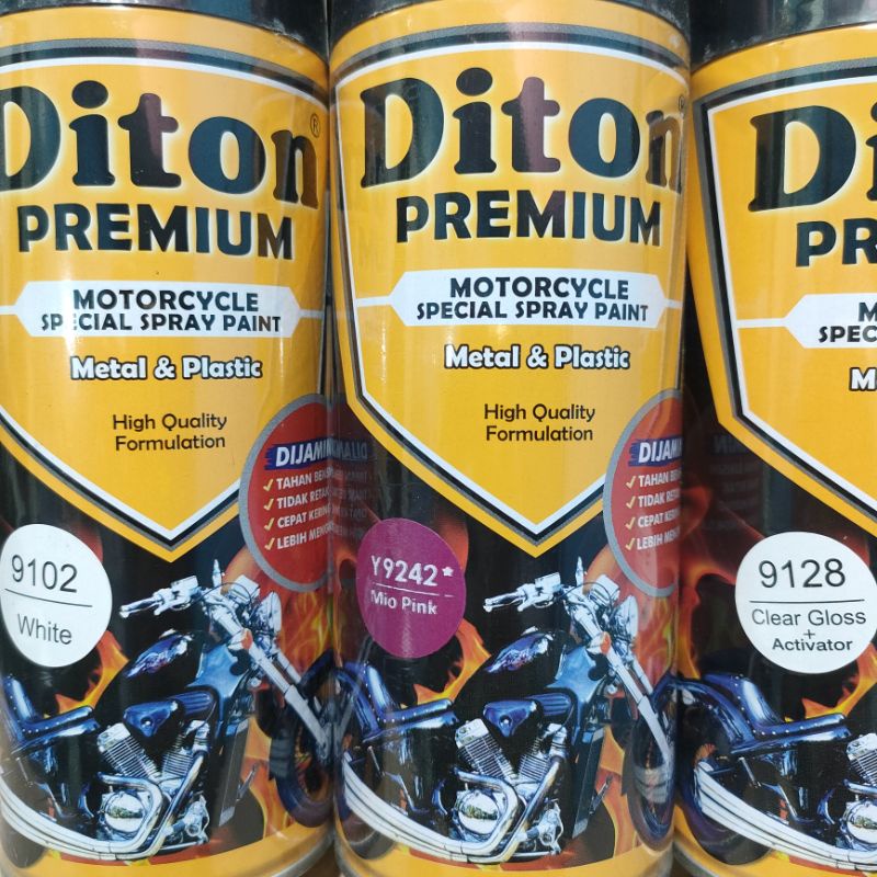 Diton Premium Paket Lengkap 3 Kaleng 400cc Ping Mio Pink 9242 Clear Glossy 9128 Pilox Pilok Cat Semprot Spray Paint