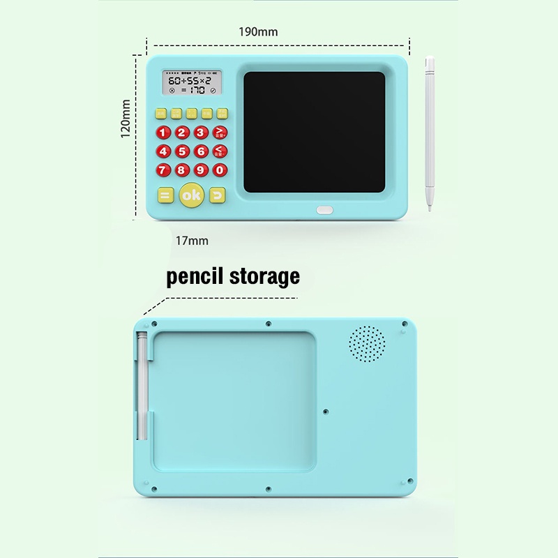 Uoptoy Mainan Edukasi 2in1 Belajar MATEMATIKA Papan Tulis Anak LCD Writing Color Board Kalkulator USB Charge Berisi Papan Tulis and pensil