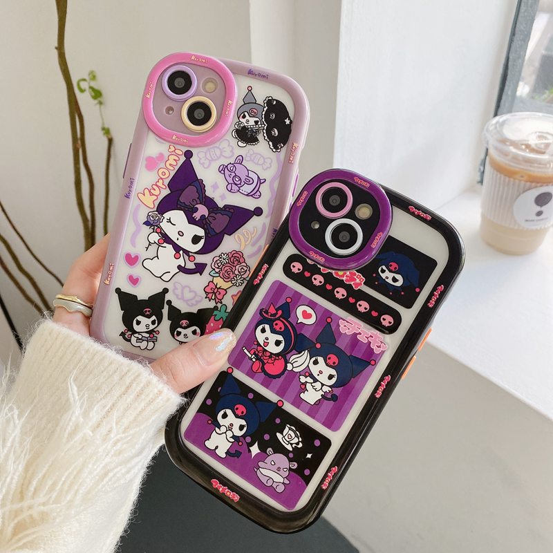 1pc Cute Kuromi Puff Case IPhone 11 12 13 14 Pro Max Casing Ponsel Lembut Indah Kartun Anime Gadis Fashion Wanita Casing hp