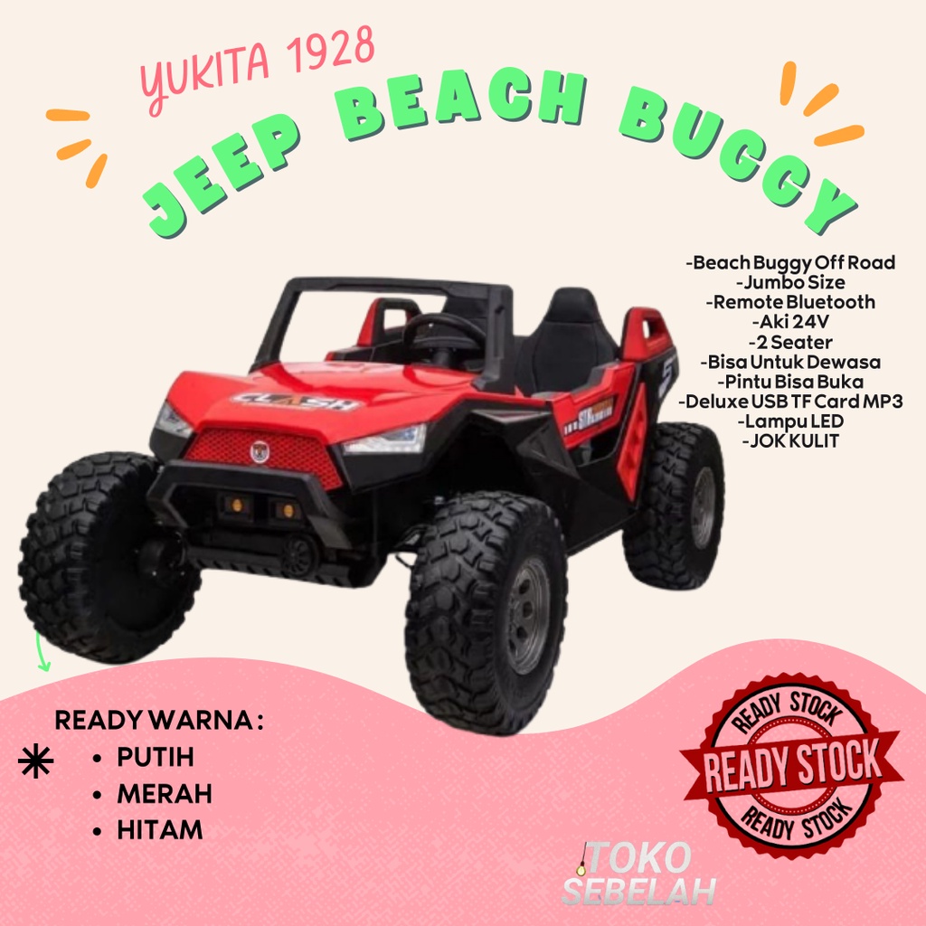 Mainan Anak Mobilan Aki Yukita 1928 Jeep Beach Buggy Offroad Remote Rc