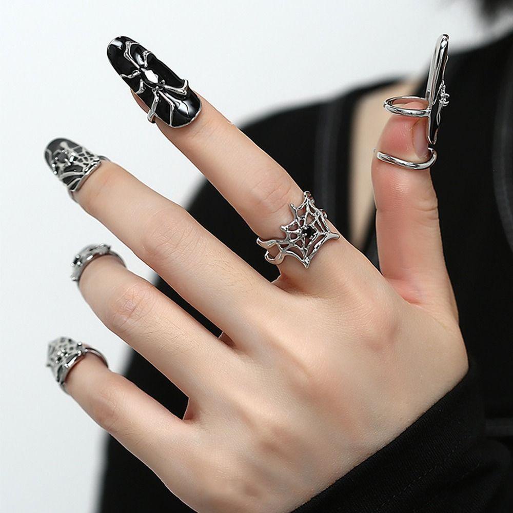 Mxbeauty Spider Nail Ring Dark And Chilly Unik Finger Cot Finger Rings Hadiah Hari Valentine Alloy Fairy Ring