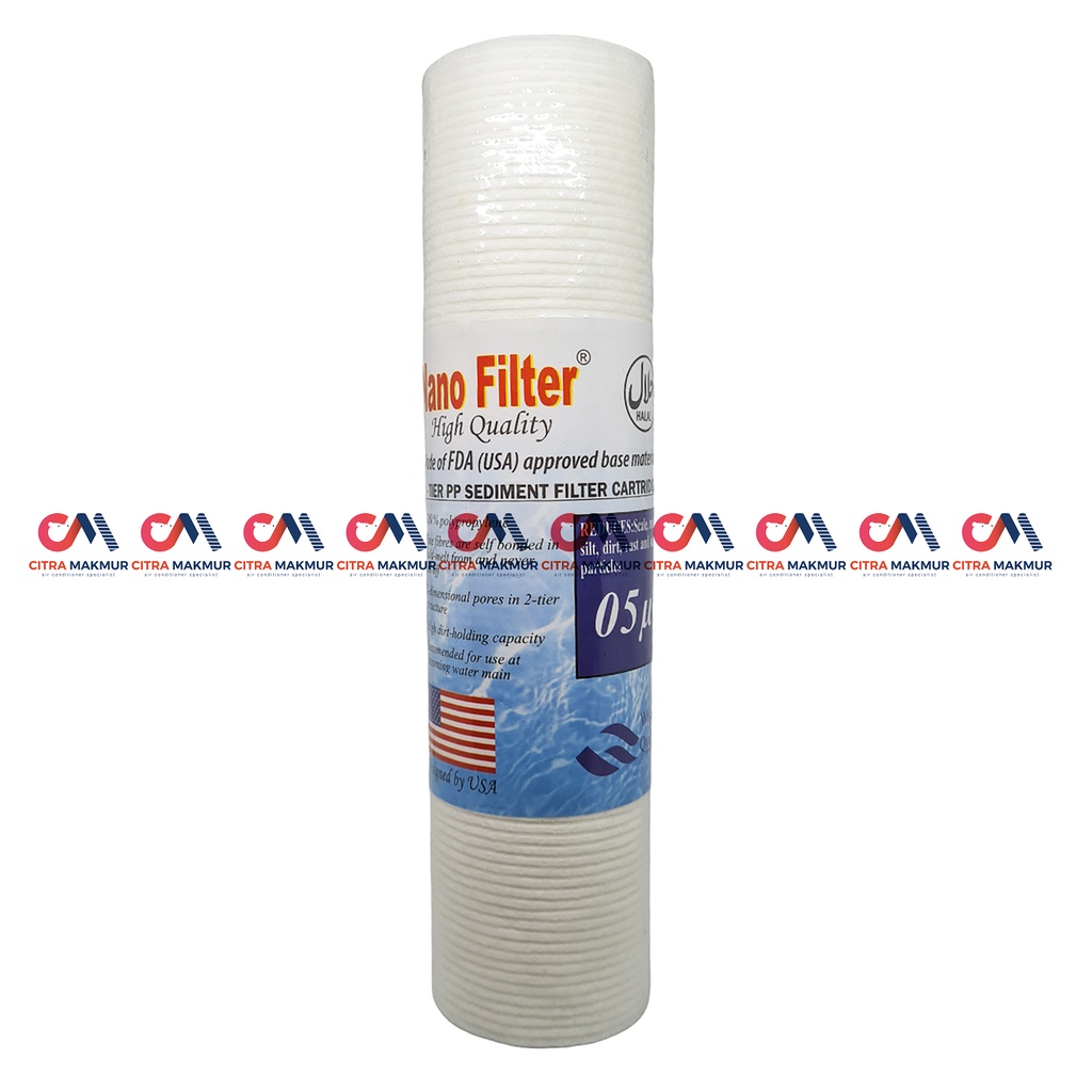 Filter Nano 05 Mikron Saringan Air Rumah Tabung Sediment Catridge Water Penyaring 10 Inci 25,5 cm