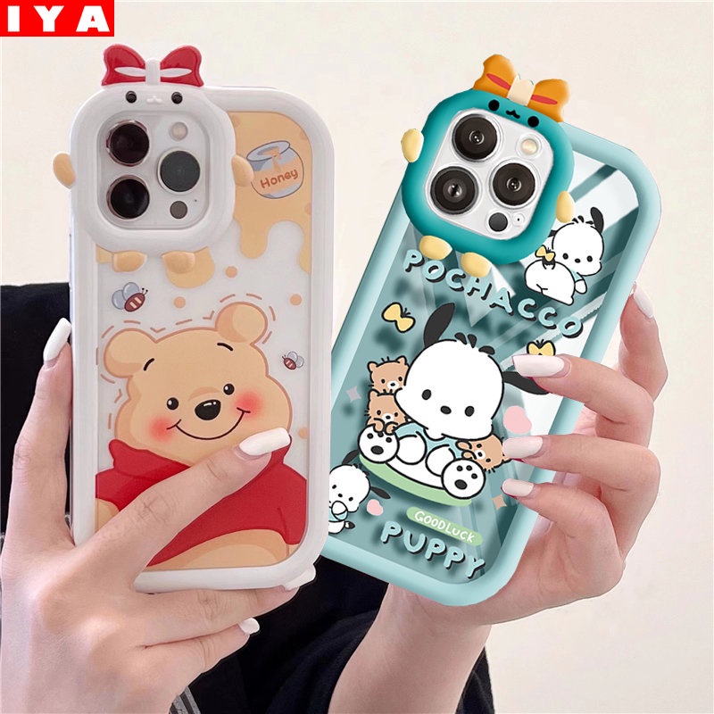 IPHONE Casing Tahan Guncangan Kompatibel Untuk Iphone14 13 12 iPhone6 6S 7 8 Plus 13 Pro MAX 11Pro MAX XR XS MAX Monsters Lensa Winnie The Pooh Bear Anjing Lucu Bening Ponsel Cover