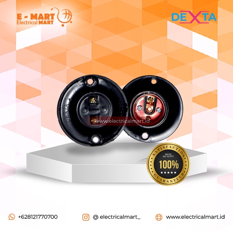 Fitting Plafon Bulat Hitam Dexta / Fiting Lampu Damar Kurung Murah E27