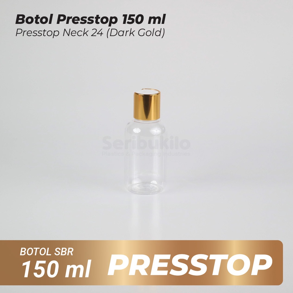 Botol Presstop SBR 150ml/ Botol PET 150ml Presstop/ Disctop Silver - Soft Gold - Dark Gold