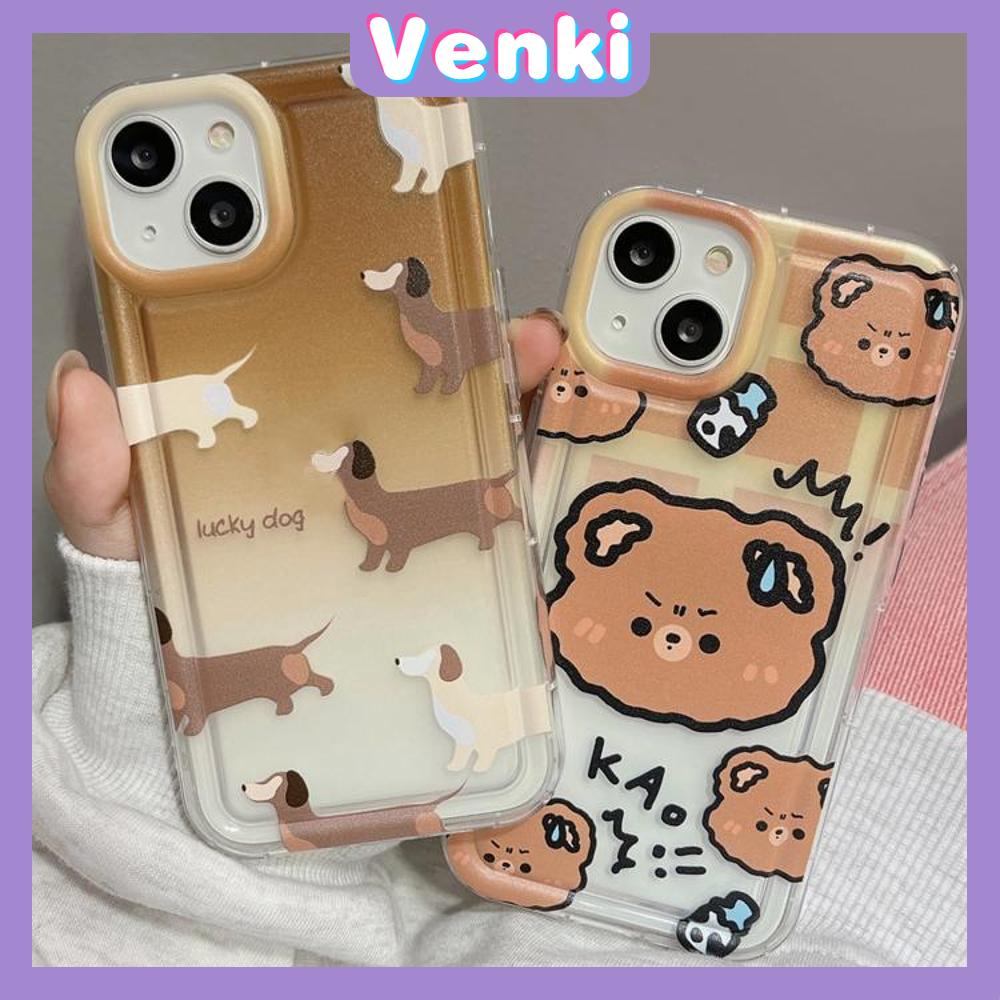 Case For iPhone 14 Pro Max Soft TPU Clear Jelly Airbag Case Cute Cartoon Bear and Puppy Camera Protection Shockproof For iPhone 14 13 12 11 Plus Pro Max 7 Plus X XR