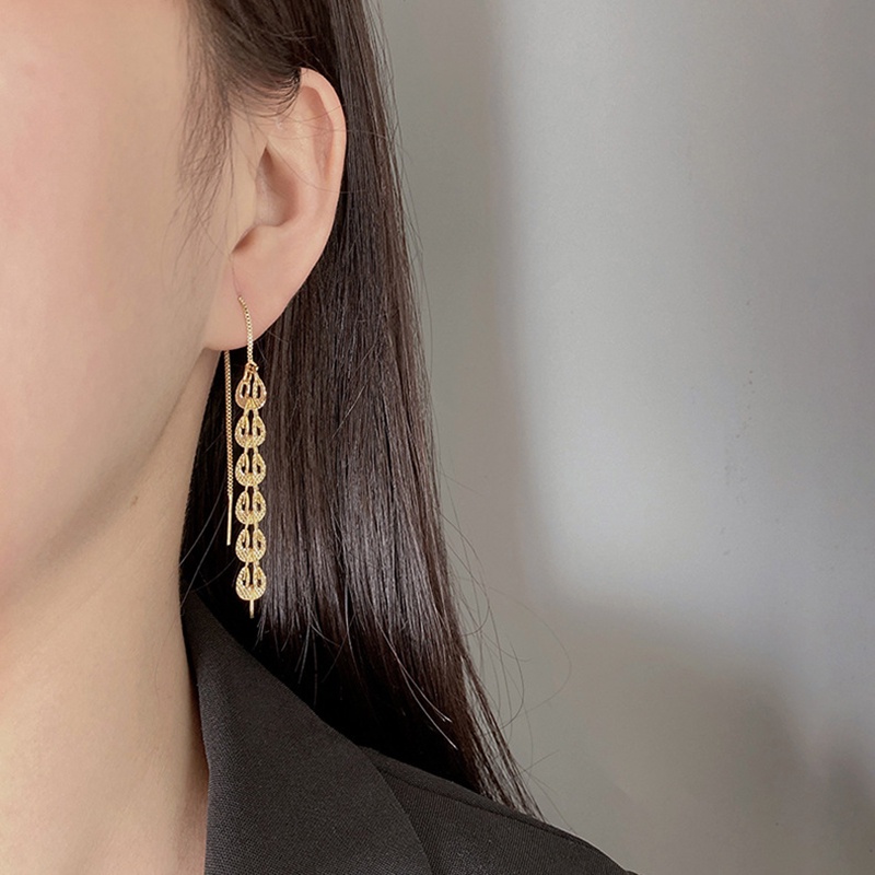 Anting Vintage Rumbai Panjang Mewah Warna Silver Gold Menjuntai Ear Hook Untuk Aksesoris Perhiasan Wanita Lady