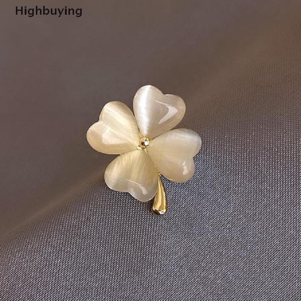 Hbid Opal Four-leaf Lucky Clovers Gaya Korea Bros Pin Untuk Syal Wanita Gesper Perhiasan Hadiah Glory