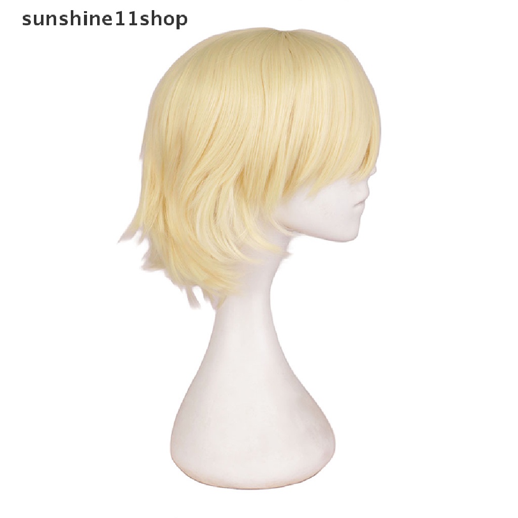 Sho Pria Wanita Pendek Lurus Sopak Wig Tahan Panas Sintetis Wig Dewasa Props N