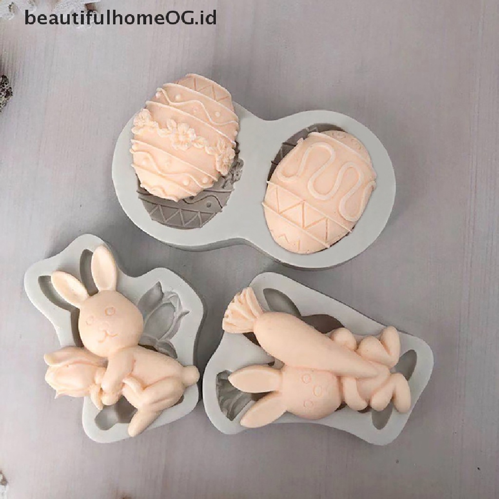 // Beautifulhomeog.id// Easter Rabbit Fondant Silicone Mold Wortel Alat Kue Cookies Baking Cetakan Telur **