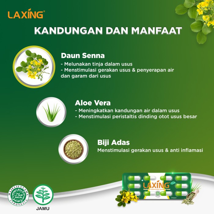 Laxing Obat Pencahar / Sembelit / Konstipasi 10 strip / Mencret- 40 kapsul