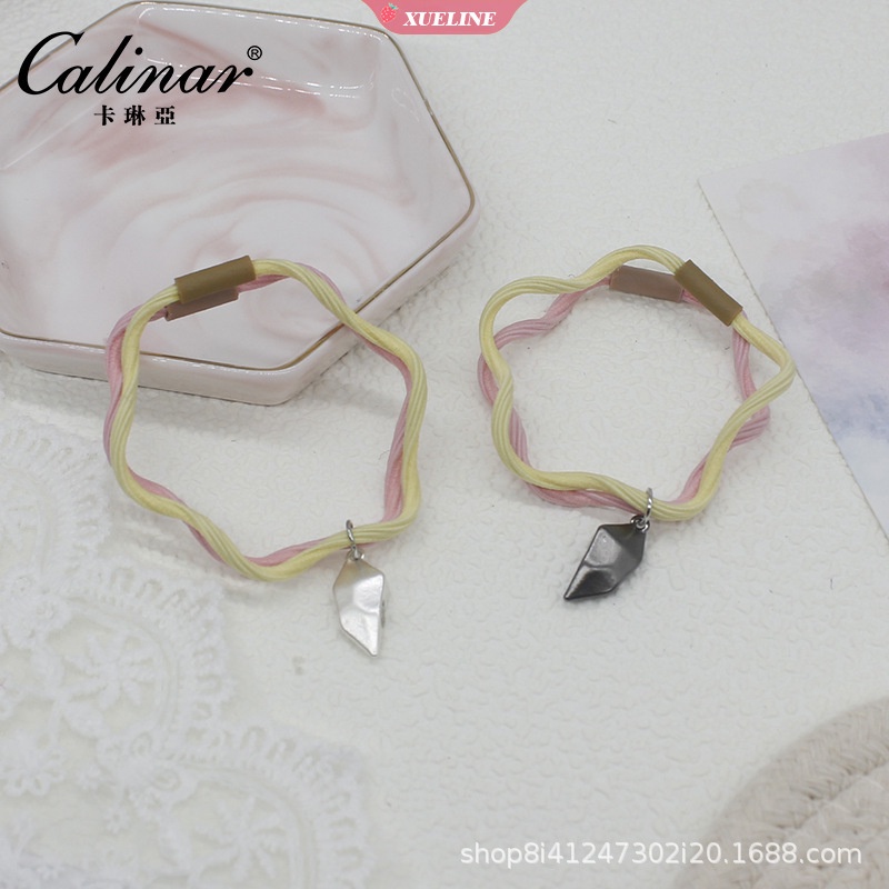 Fashion couple Gelang Sepasang Pacar Sarung Kecil Pacar suction Magnet Gelang Kepala Tali Perempuan dual-use small leather band [ZXL]