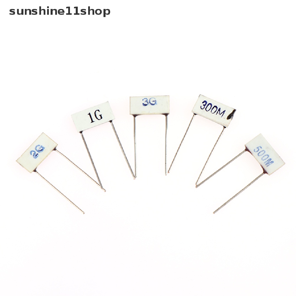 Sho 2Pcs/5Pcs Chip Kaca Tahan Glasir 10 * 5mm 300M 500M 1G 2G 3G Ohm Tegangan Tinggi Resistor N