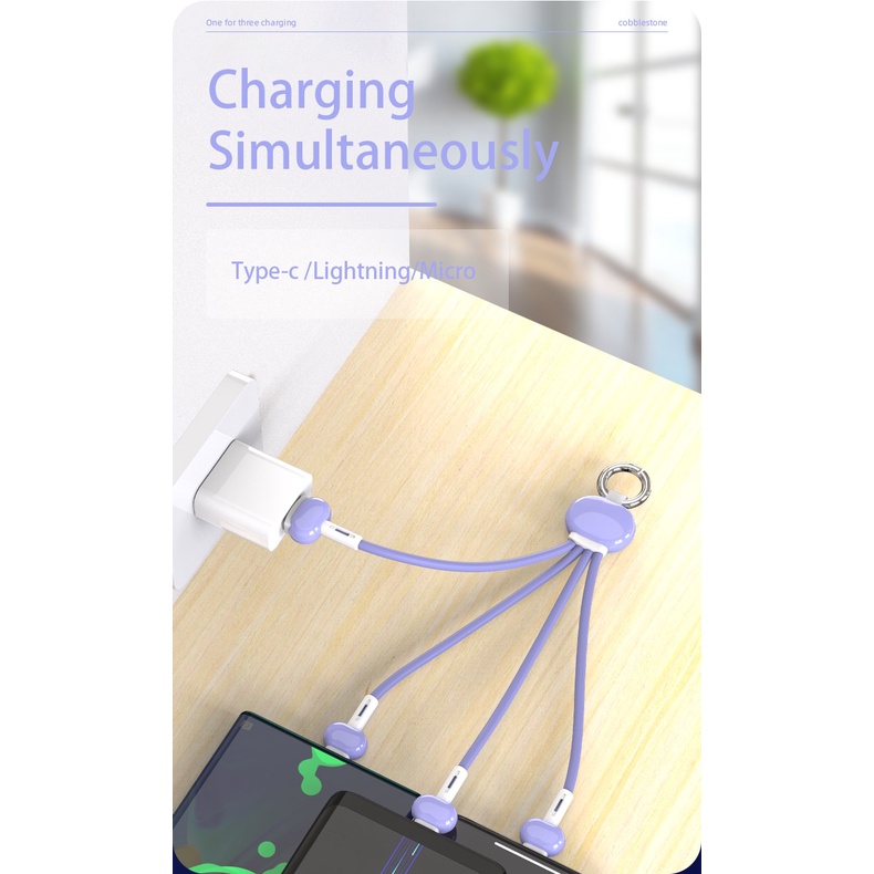 IPHONE Kabel Charger Multi 3in1 Micro USB/Tipe C/8Pin Untuk Iphone13 12 11 Kabel Cas Handphone Ka