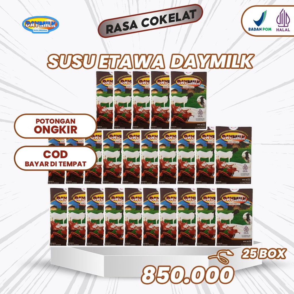 

Susu Daymilk Etawa Rasa Cokelat 200 Gram 25 Box