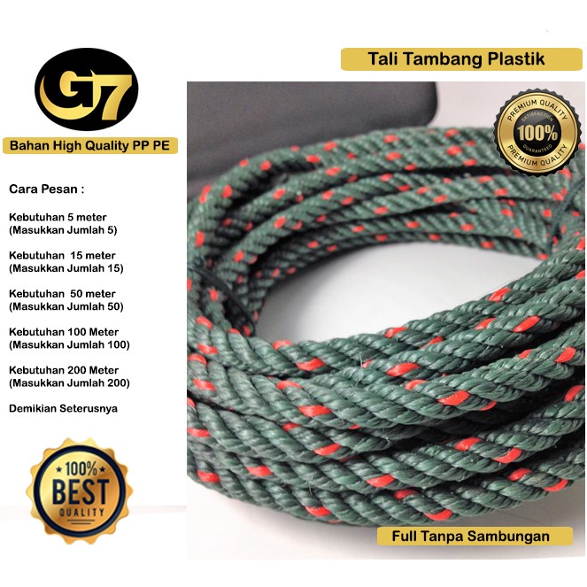 Tali Tambang Plastik 14mm 16mm Tali Tambang Besar Permeter Murah Tali PE PP Tambang Kuat