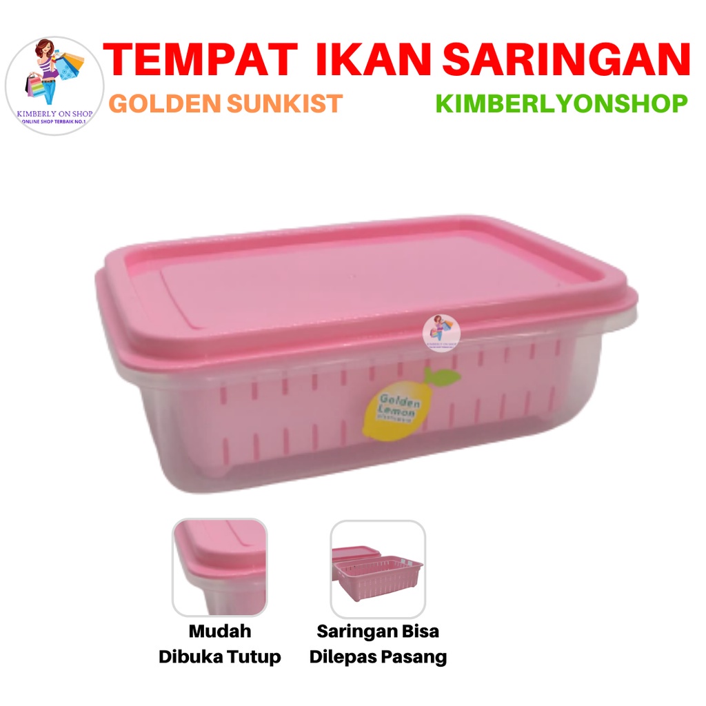 Tempat Ikan Saringan Tempat Penyimpan Makanan Serbaguna Golden Sunkist