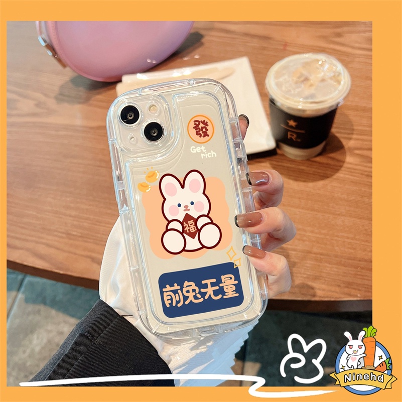 IPHONE Casing Kompatibel Untuk Iphone14 13 12 11 Pro Max X Xr Xs Max SE 8 7 6 6s Plus SE 2020 Rabbit Yang Indah Air Cushion Phone Case Full Protect Clear Shockproof Soft Case Cover Pelindung SE 2020 SE