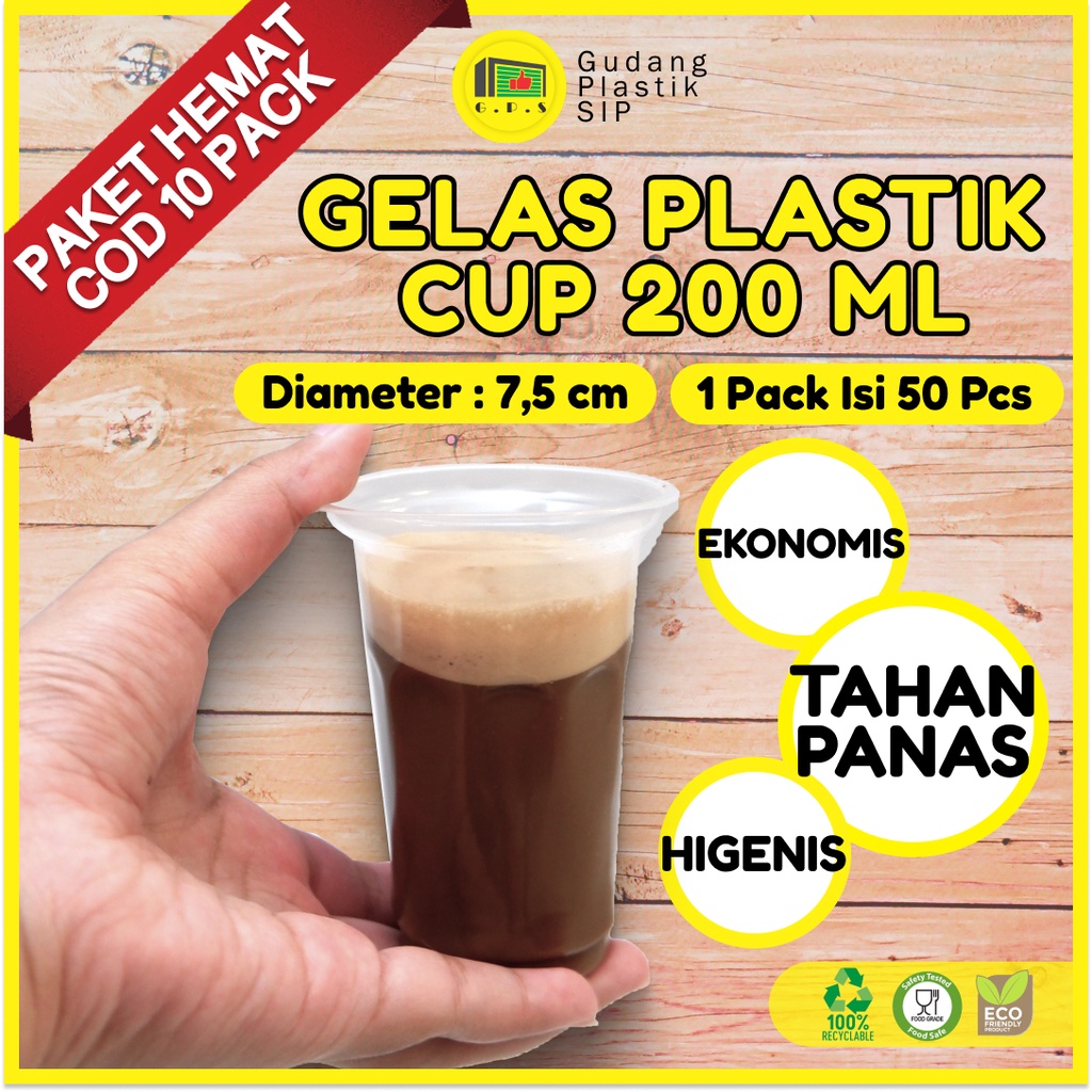 BISA COD Gelas Plastik Cup Aqua Kopi 200ml isi 10 Pack