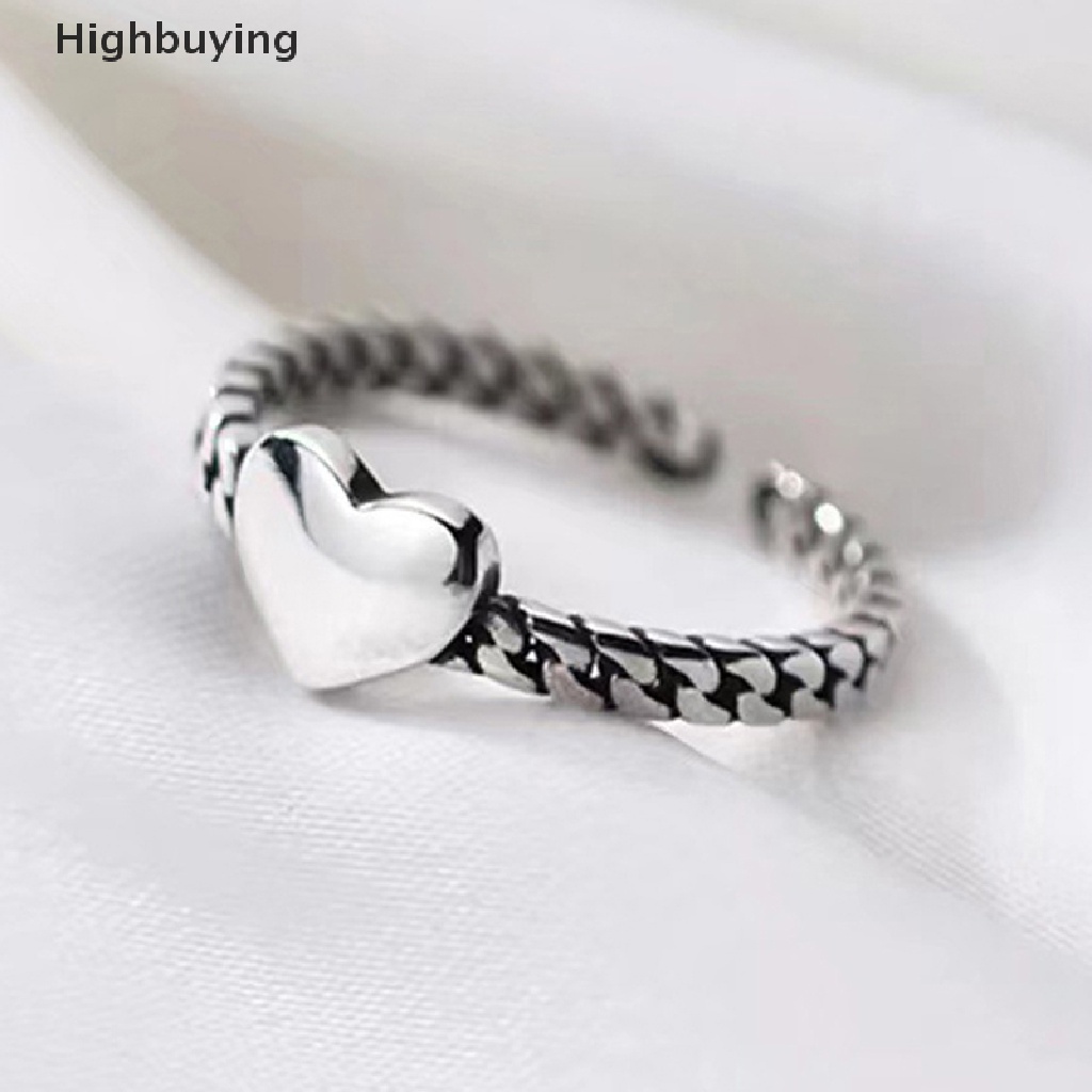 Hbid925 Sterling Silver Fashion Romantis Wajah Tersenyum Hati Cinta Memutar Pembukaan Jari Cincin Untuk Wanita Pesta Pernikahan Perhiasan Halus Glory