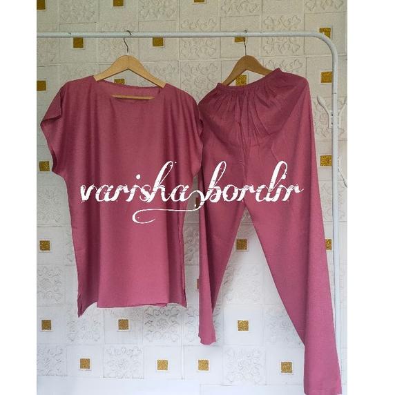 BIG SALE PIYAMA RAYON POLOS - SET CELANA TANGAN PENDEK - PAJAMAS/ SETCEL ONE SET PIYAMA