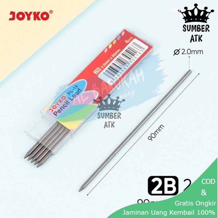 

Isi Pensil Mekanik 2.0 Mm PL-16 isi 6 Joyko Pencil Lead 2B