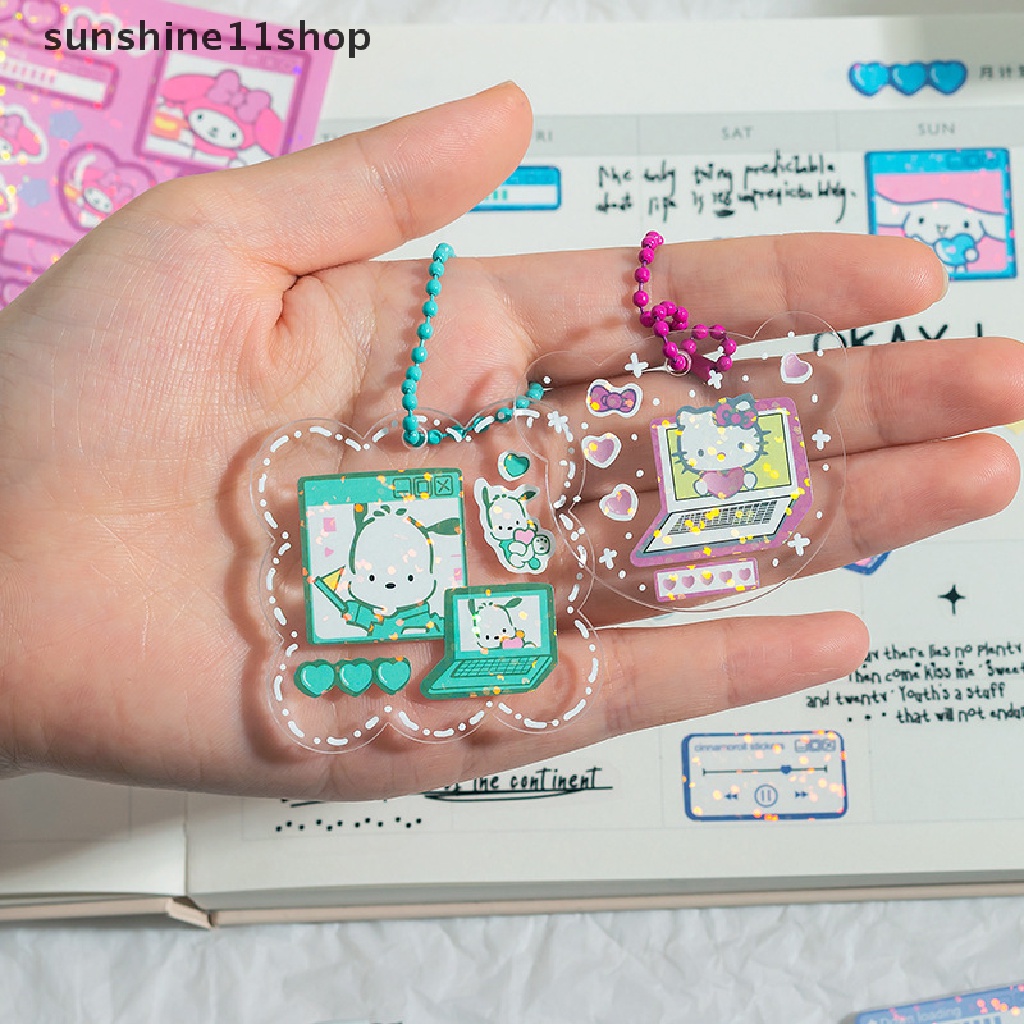 Sho New Sanrio Cinnamoroll Melody Girl Lucu Tangan Rekening Stiker Kartun Diy Goo Card Stiker Rekening Tangan Bahan Glitter Stiker N