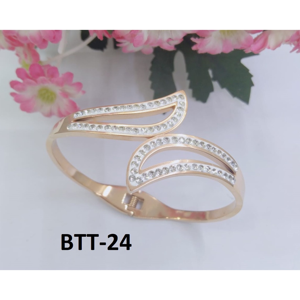 GELANG TITANIUM EMAS GOLD DAUN DIAM TERMURAH / DUNIA GELANG TERBARU