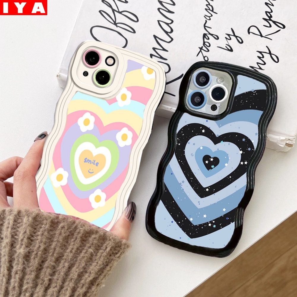 Soft Case OPPO A17 A57 2022 A77 2022 A77S A16 16K A15 A54 A12 A5S A7 A94 A93 A3S A11k A53 A31 A52 A37 F9 A1K A76 5F Warna Warni Cinta Hati Bunga Jahitan Fashion Energetic Cover