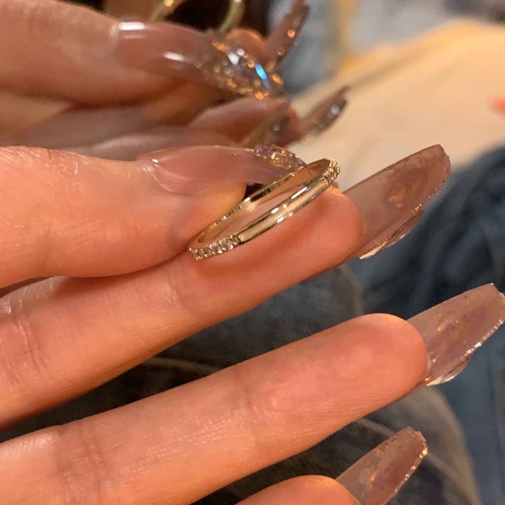 Cincin Emas Ganda Tetes Minyak Cincin Terbuka Mutiara Untuk Aksesoris Perhiasan Wanita