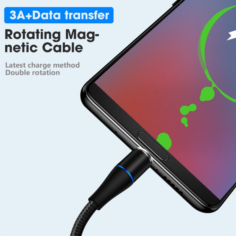 Untuk Android Colokan Kabel Bulat Berputar 360derajat Micro Usb C Colokan Fast Charging Adapter Phone Micro Usb Type-C Plug Max 6A