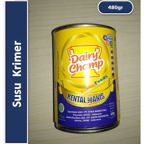 

Susu Krimer Kental Manis - Dairy Champ | 480gr [ Harga Per PCS ]