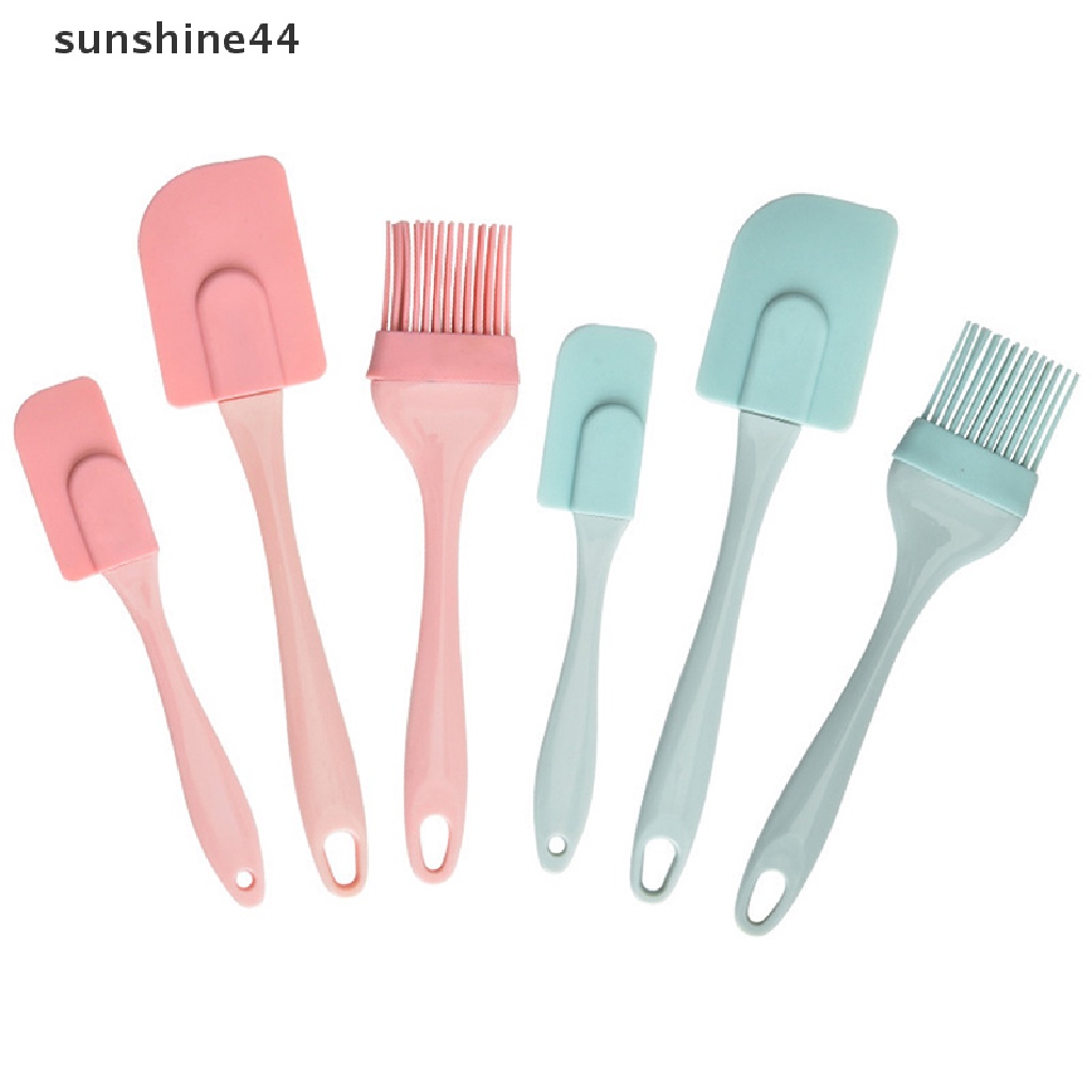 Sunshine 3Pcs/Set Silikon Scraper Baking Tools DIY Kue Butter Cream Spatula Kuas Minyak ID