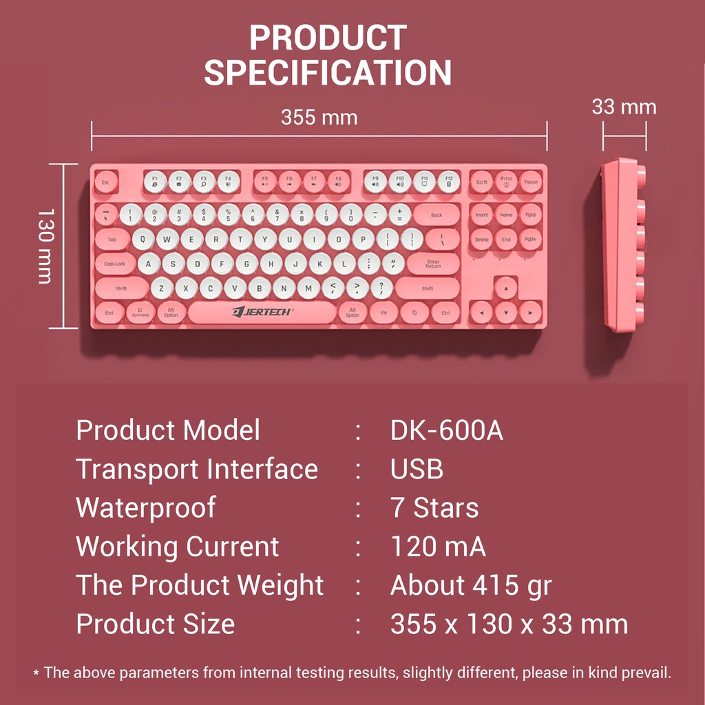 Keyboard Mini DK-600A Jertech Retro Multimedia Punk Style with RGB Light - XOBOX