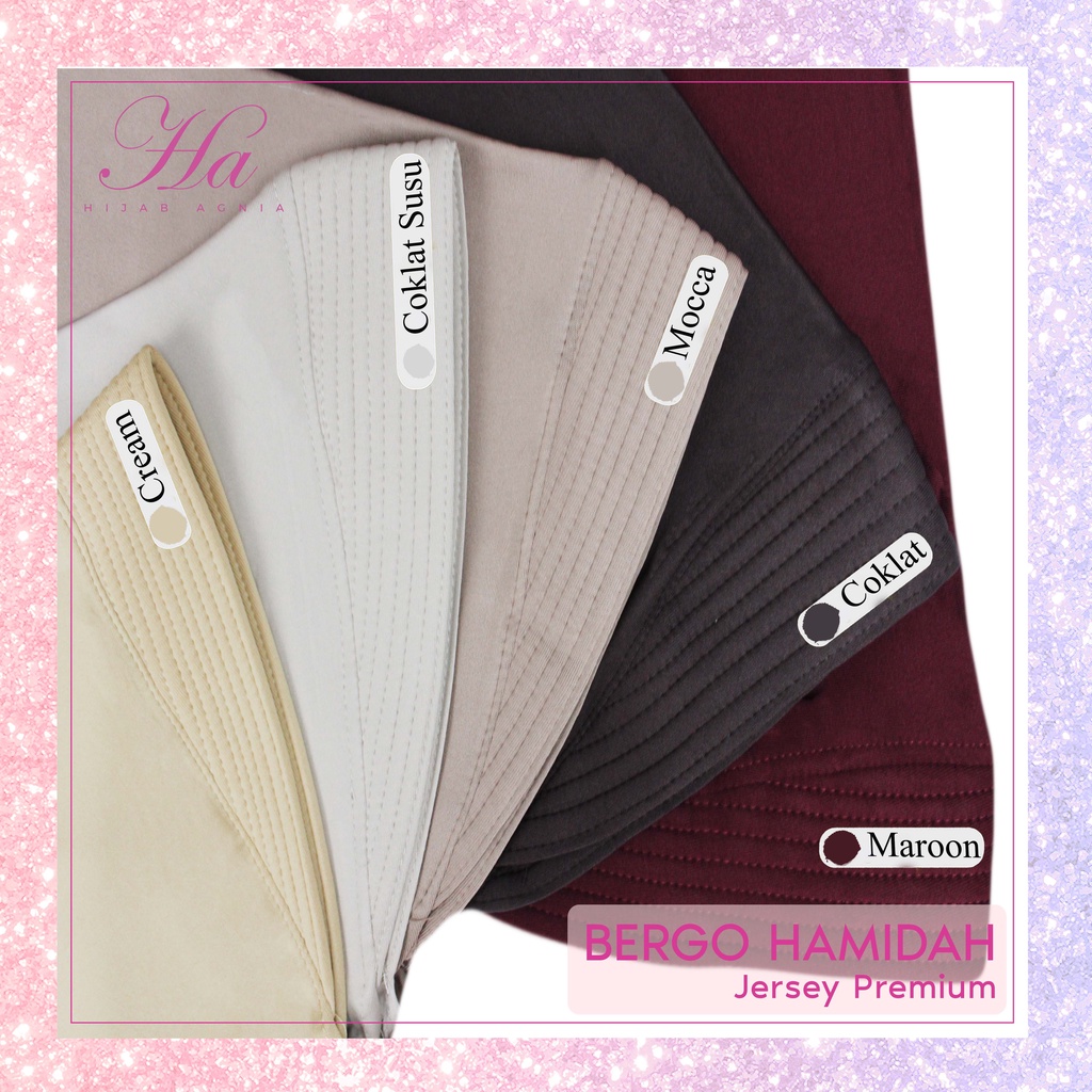 Jilbab Instan / Bergo Hamidah / Hijab Bergo Size L - Warna Lengkap