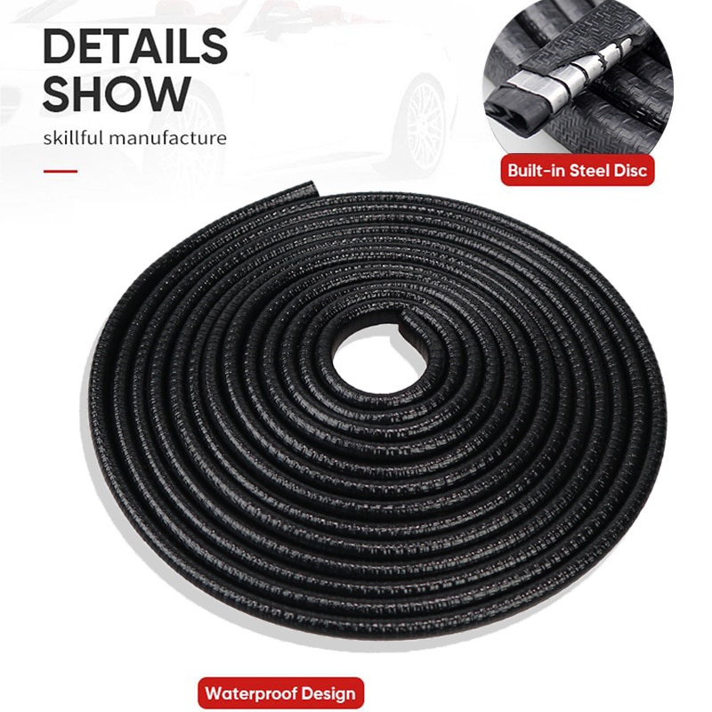 Cars Bumper Strip Collision Strip/5m/Pelindung Pintu Mobil/List karet Pintu List Pintu Mobil Universal/Tebal Anti Gores Trim Door/Pelindung Pintu/Built-in Kualitas Tinggi Steell/Karet list pelindung pintu mobil/Door Guard Strip Rubber