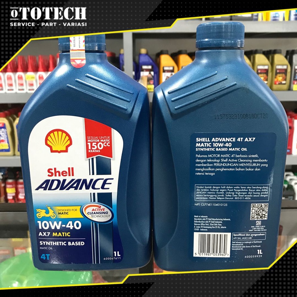 OLI OIL SHELL ADVANCE AX7 MATIC 10W-40 1 LITER UNTUK MATIC 150cc UP