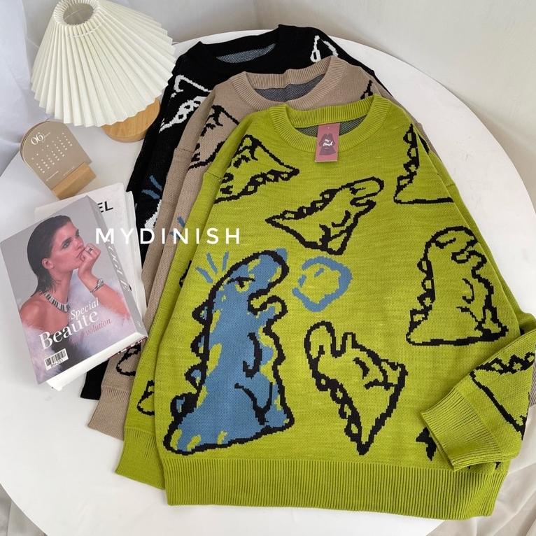BOOMING Dino Oversize Sweater Rajut Terbaru