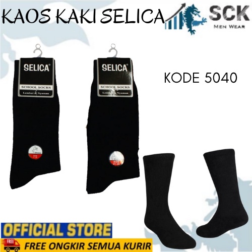 Kaos Kaki Sekolah Panjang SELICA 5040 hitam / Kaus Kaki SD SMP 5040 HITAM