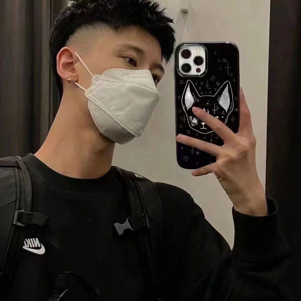 IPHONE Ins Luna Kucing Cocok Untuk Iphone14 14pro 14plus 13 13mini 13pro 13prm iPhone12 7Plus 8Plus Xr XS 13 12mini Pro Max Empat Sudut Casing Ponsel Tahan Guncangan