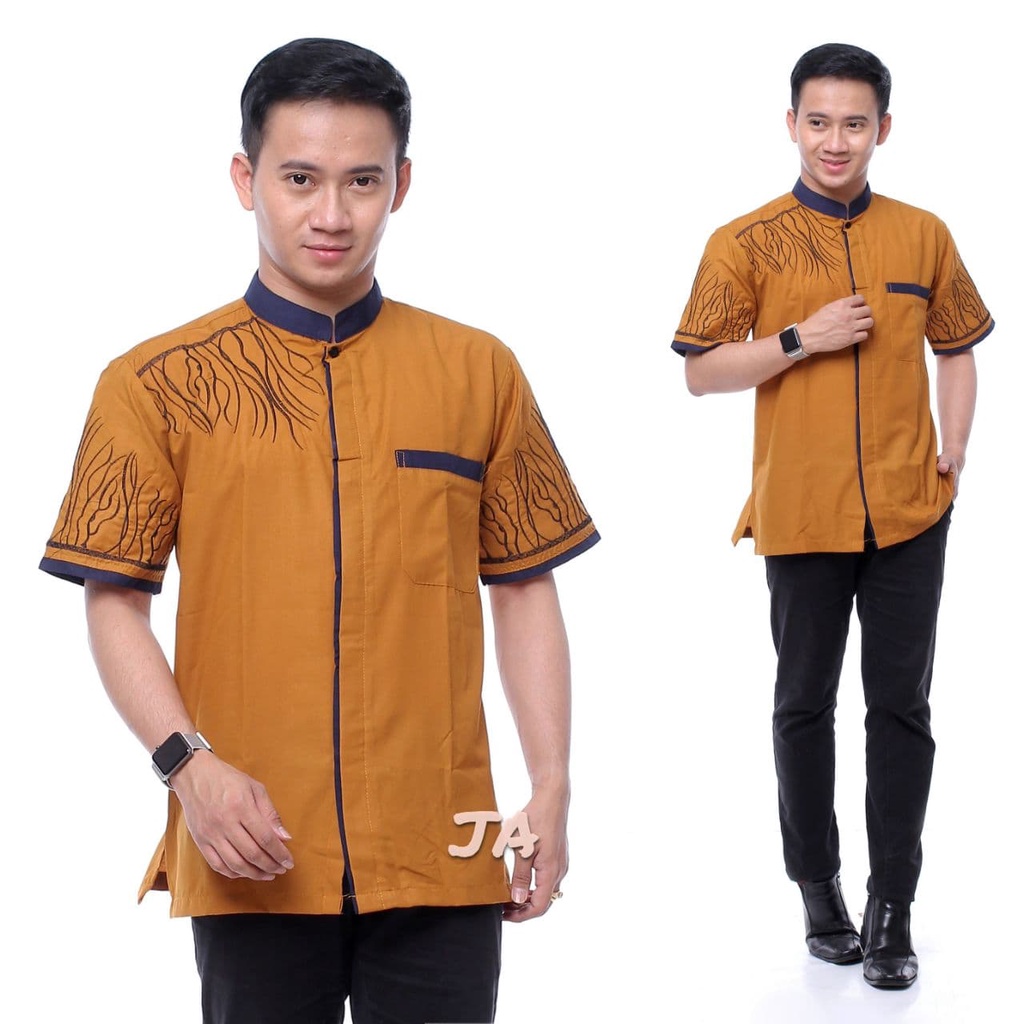 Baju Koko Kurta Lengan Pendek Baju Koko Fashion Muslim Pria Dewasa Terbaru Bahan Toyobo