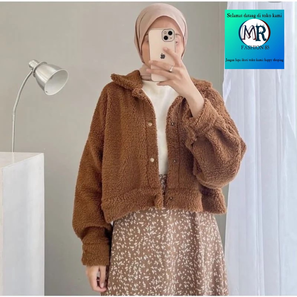 Sherpa Crope Furry Jaket Bulu Model KancingTerbaru 2023 / Furry Jaket Sherpa bulu / Sweater Sherpa Crope / Cute Sherpa Bulu Domba / Jaket Wanita kekinian / Jaket bulu lembut terbaru 2023