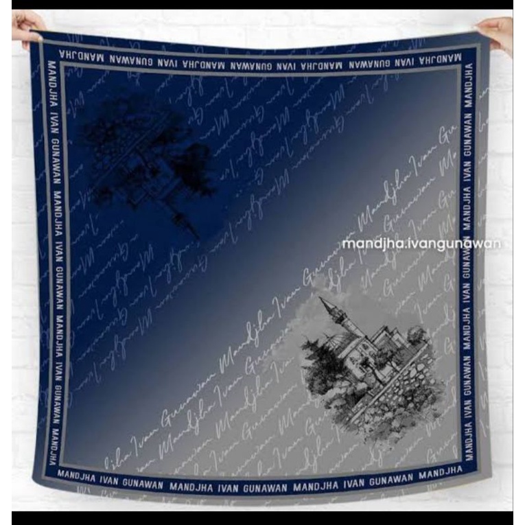 Side to side navy hijab Mandjha Ivangunawan